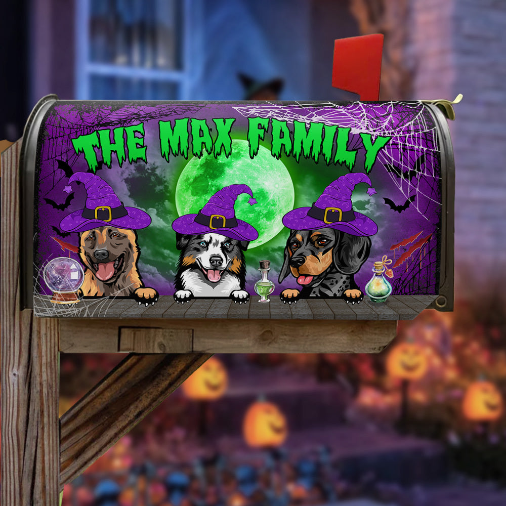 Scary Night With Dog Halloween Mailbox Cover , Dog lover Gift AF