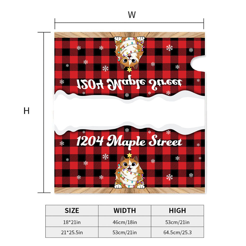 Christmas Dog Cat Buffalo Plaid Address Mailbox Cover, Winter Mailbox AF