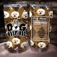 Thumbnail for Custom Dog Face Photo Dog Mom Nutrition Facts Tumbler, Best Gift for Dog Lovers AA