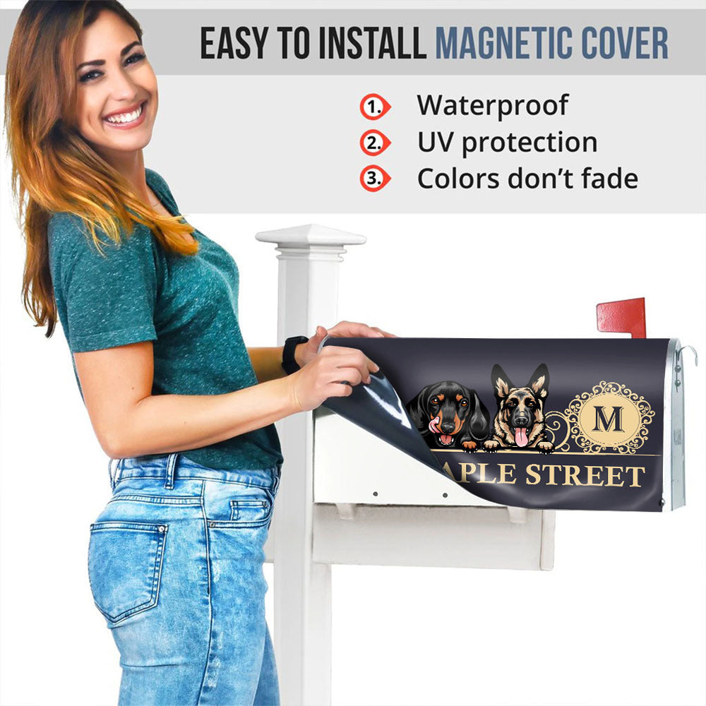 Elegant Family House Number Mailbox Cover With Address, Dog Lover Gift AF