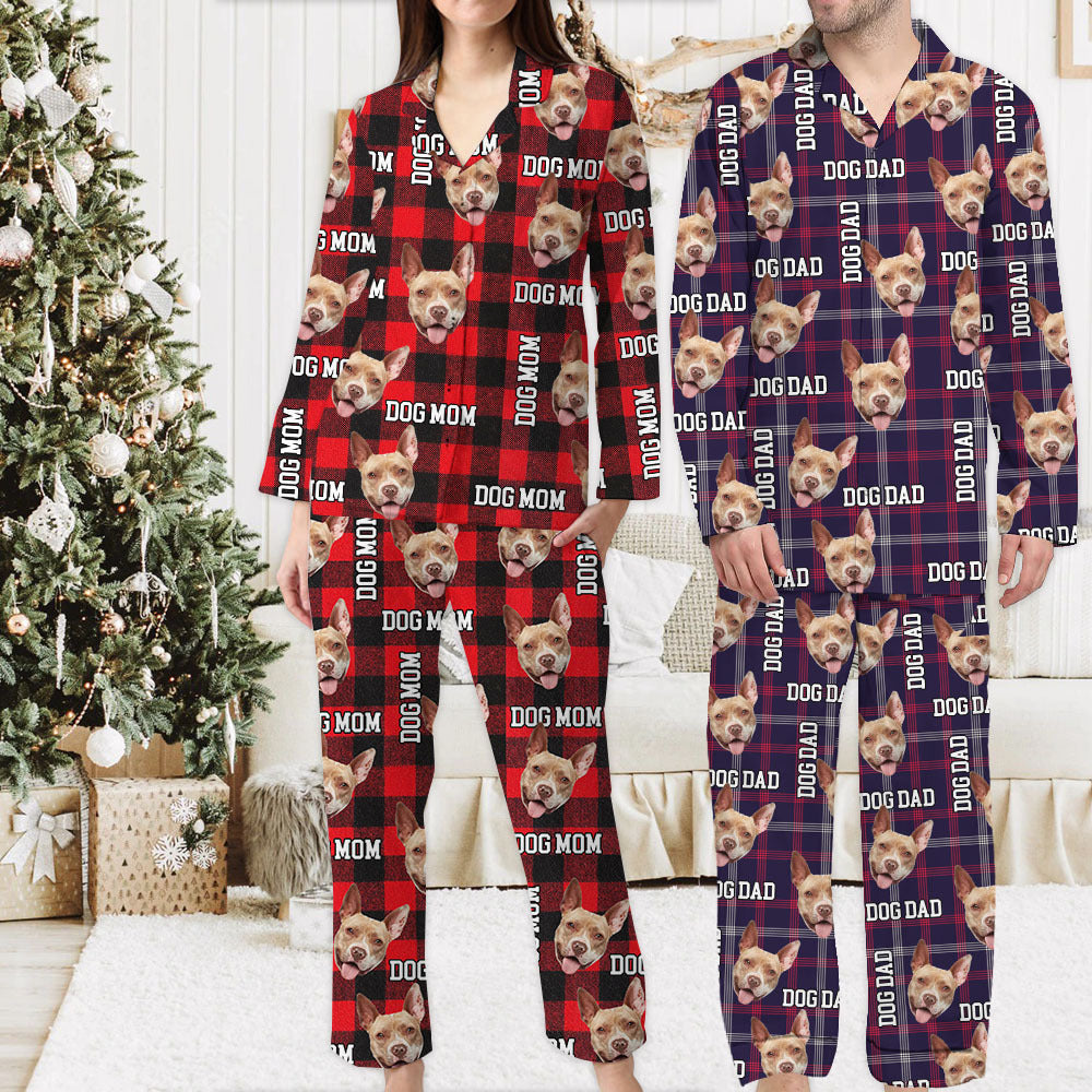 Custom Photo Buffalo Plaid Pet Pajamas Set, Pet Lover Gift AB