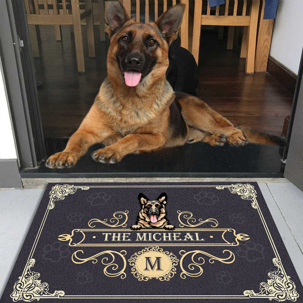 Personalized Elegant Dog Lover Family Welcome Doormat, Elegant Gift For Dog Lovers AB