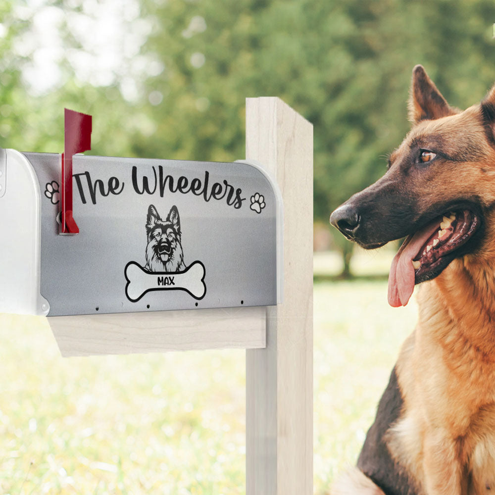 Dogs Cling To Bone Family Name Mailbox Cover, Dog Lover Gift AF