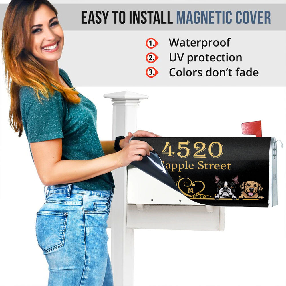 Family Name In Heart With Dog Mailbox Cover, Dog lover Gift AF