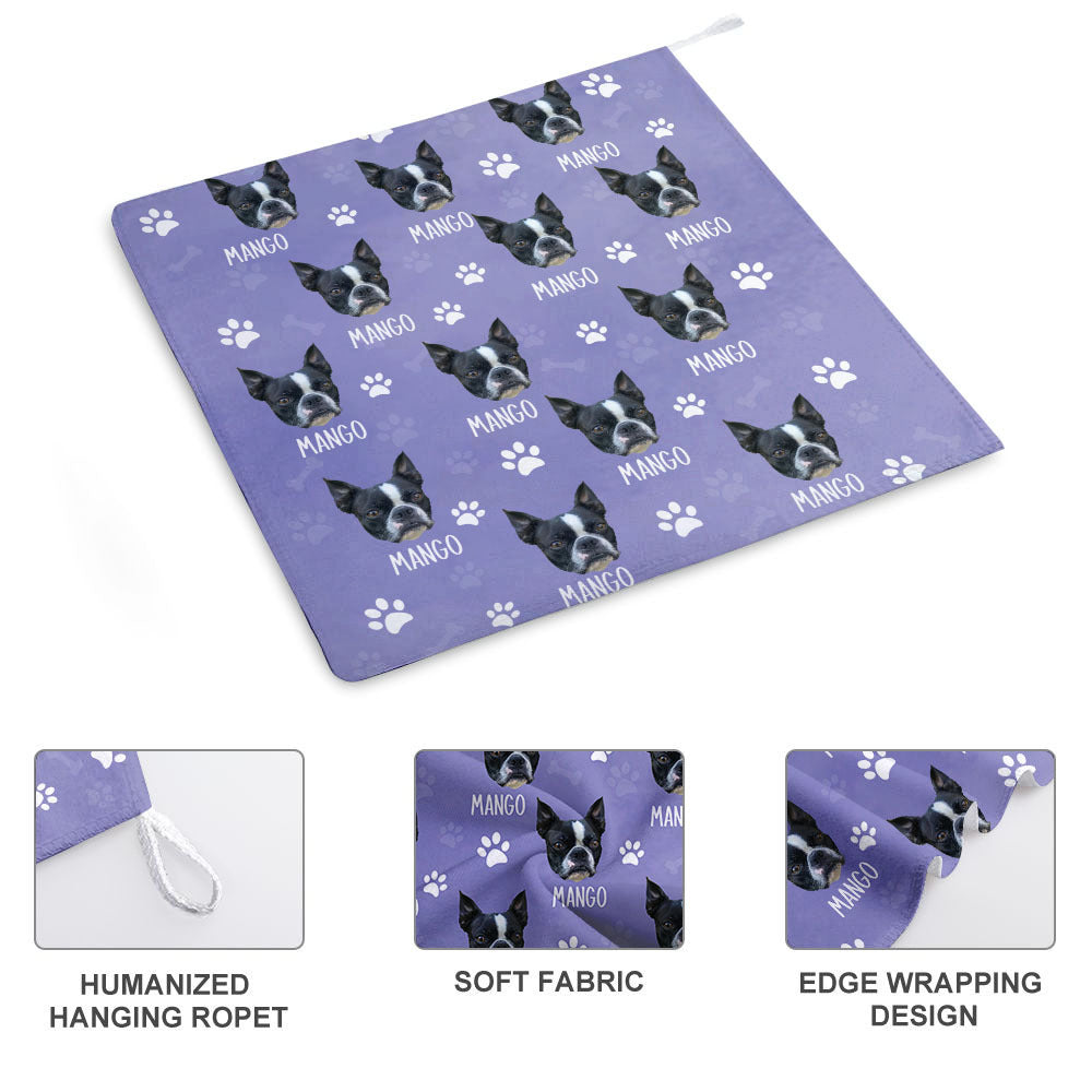 Custom Dog Cat Photo With Name Hand Towel, Pet Lover Gift JonxiFon