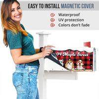 Thumbnail for Christmas Dog Cat Buffalo Plaid Address Mailbox Cover, Winter Mailbox AF