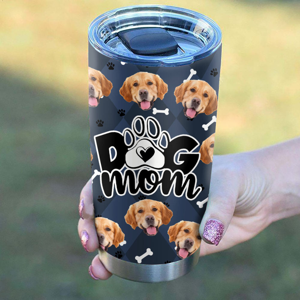 Custom Dog Face Photo Dog Mom Nutrition Facts Tumbler, Best Gift for Dog Lovers AA