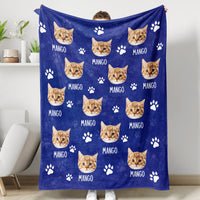 Thumbnail for Custom Pet Photo & Paws Fleece Blanket, Pet Lover Gift AB