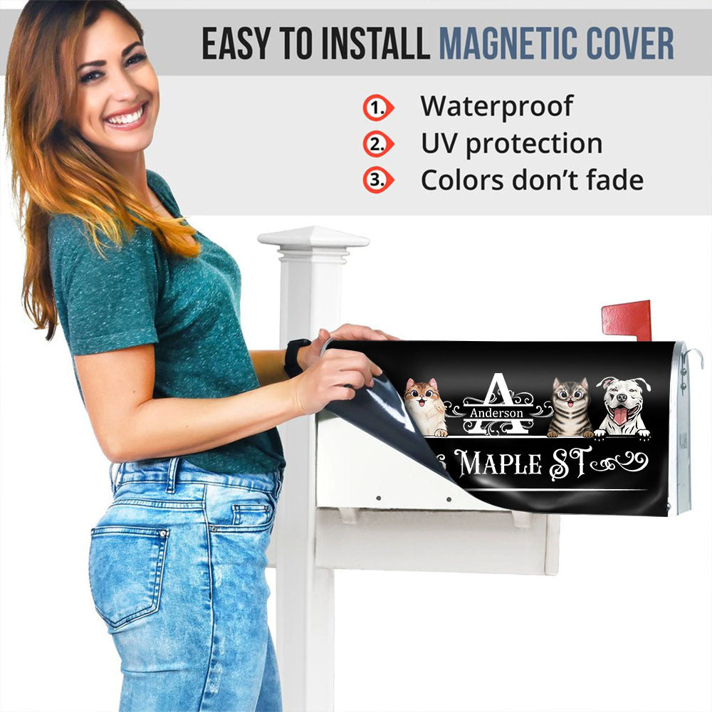 Custom Family Monogram Dog Cat Mailbox Cover, Pet Lover Gift AF