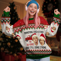 Thumbnail for Annoying Each Other Custom Couple Face Ugly Christmas Sweatshirt Gift For Lovers, All-Over-Print Sweatshirt AB