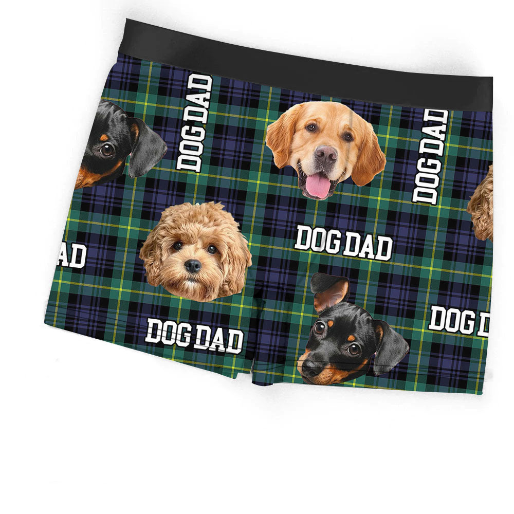 Custom Buffalo Plaid Photo Dog Cat Men's Boxer Briefs, Gift For Him AI