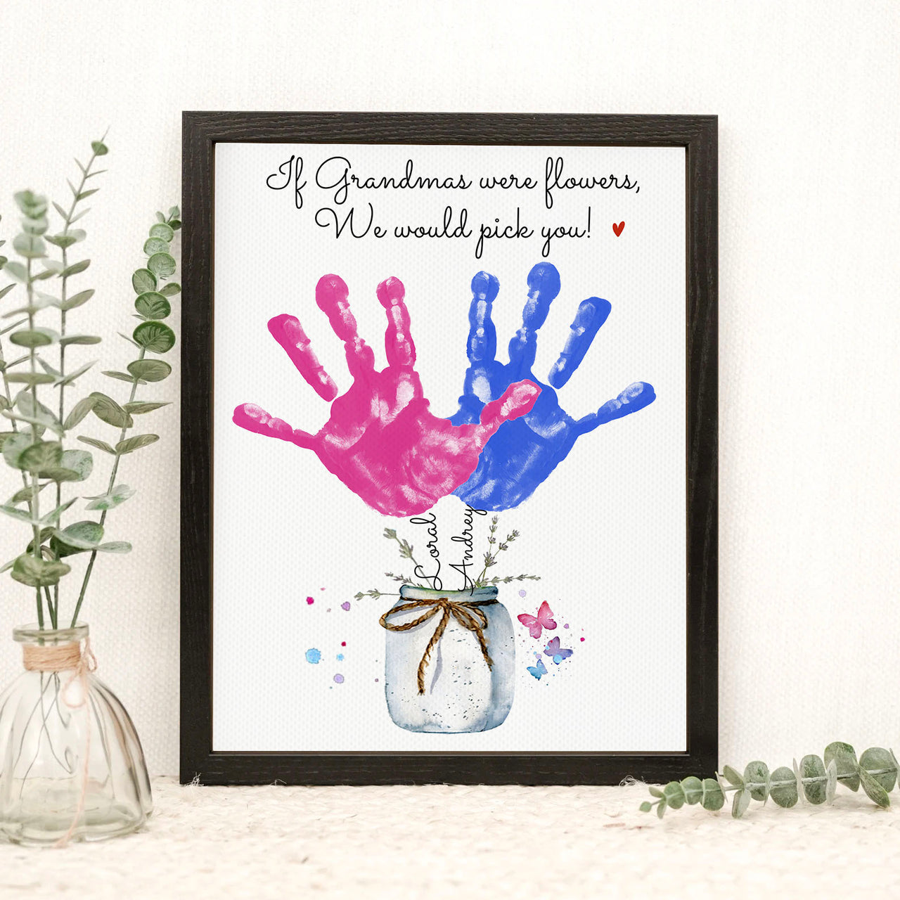 If Grandmas/Moms Were Flowers Photo Frame, Kids Handprint Keepsake AA