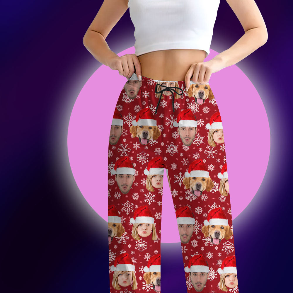 Custom Christmas With Face Photo Family Pajama Pants, Christmas Gift AB