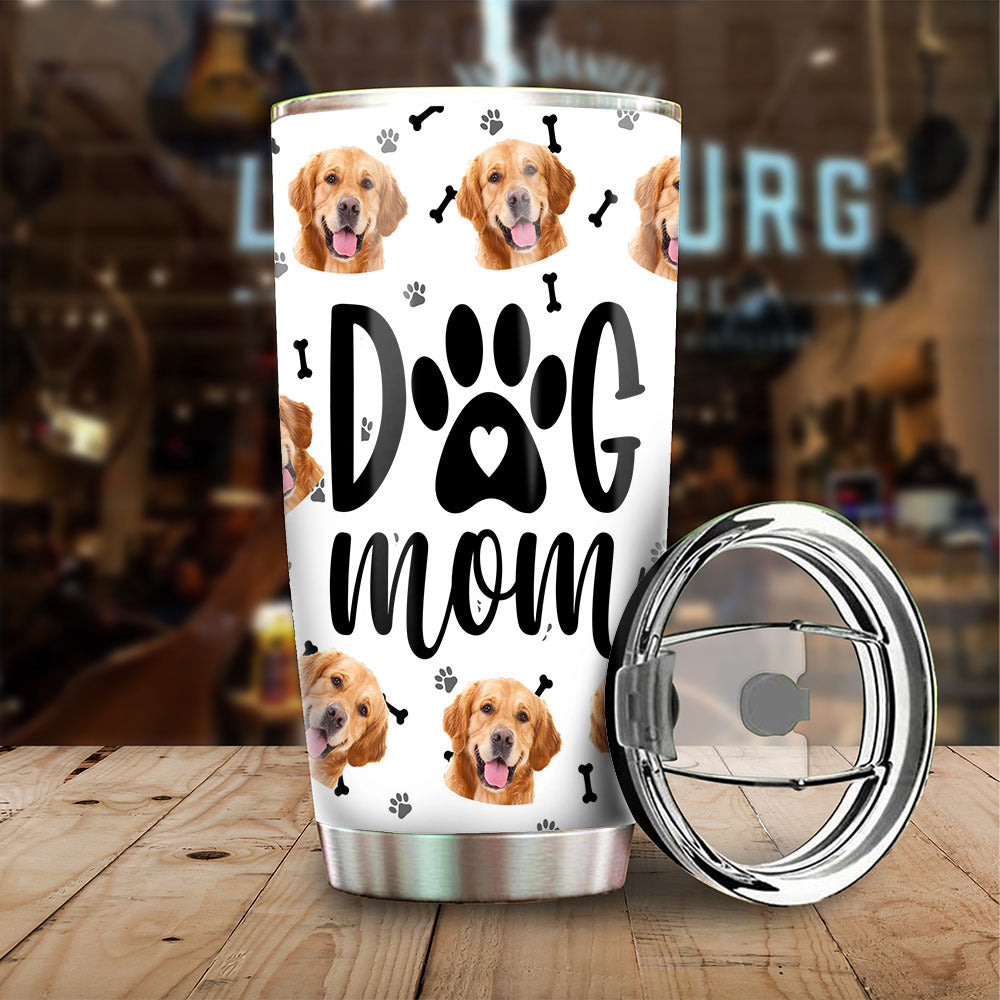 Dog Mom With Dog Photo Tumbler, Best Gift for Dog Lovers AA