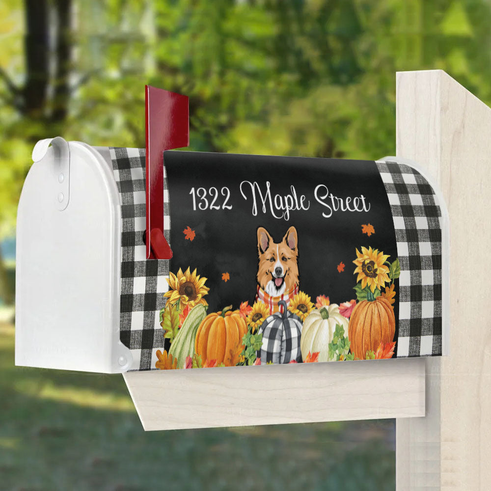 Pumpkins & Sunflowers Dog Cat Mailbox Cover, Dog lover Gift AF