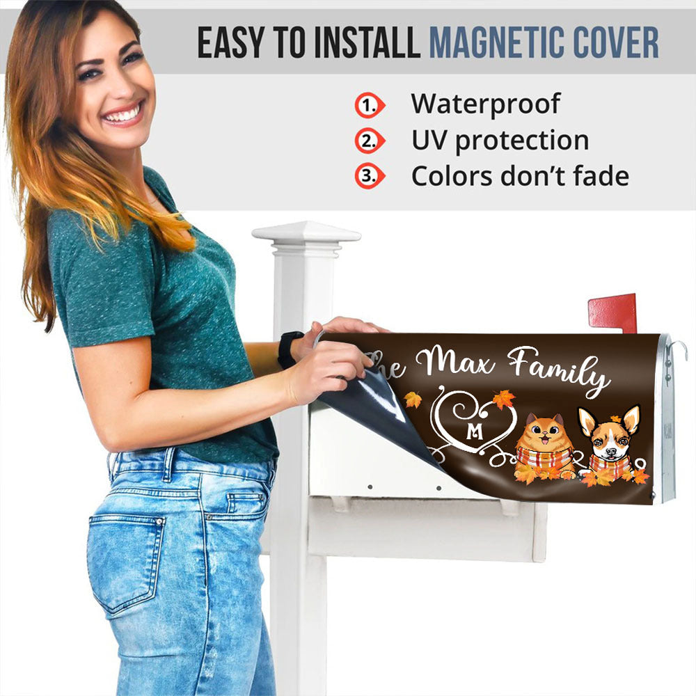 Fall Heart Dog Cat Mailbox Cover, Dog lover Gift AF