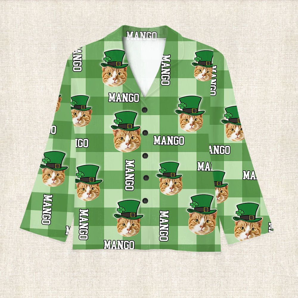 Personalized Patrick's Day Pattern Dog Cat Face Pajamas, Gift For Irish Family AB