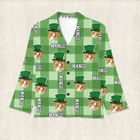 Thumbnail for Personalized Patrick's Day Pattern Dog Cat Face Pajamas, Gift For Irish Family AB