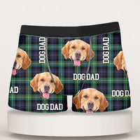 Thumbnail for Custom Buffalo Plaid Photo Dog Cat Men's Boxer Briefs, Gift For Him AI