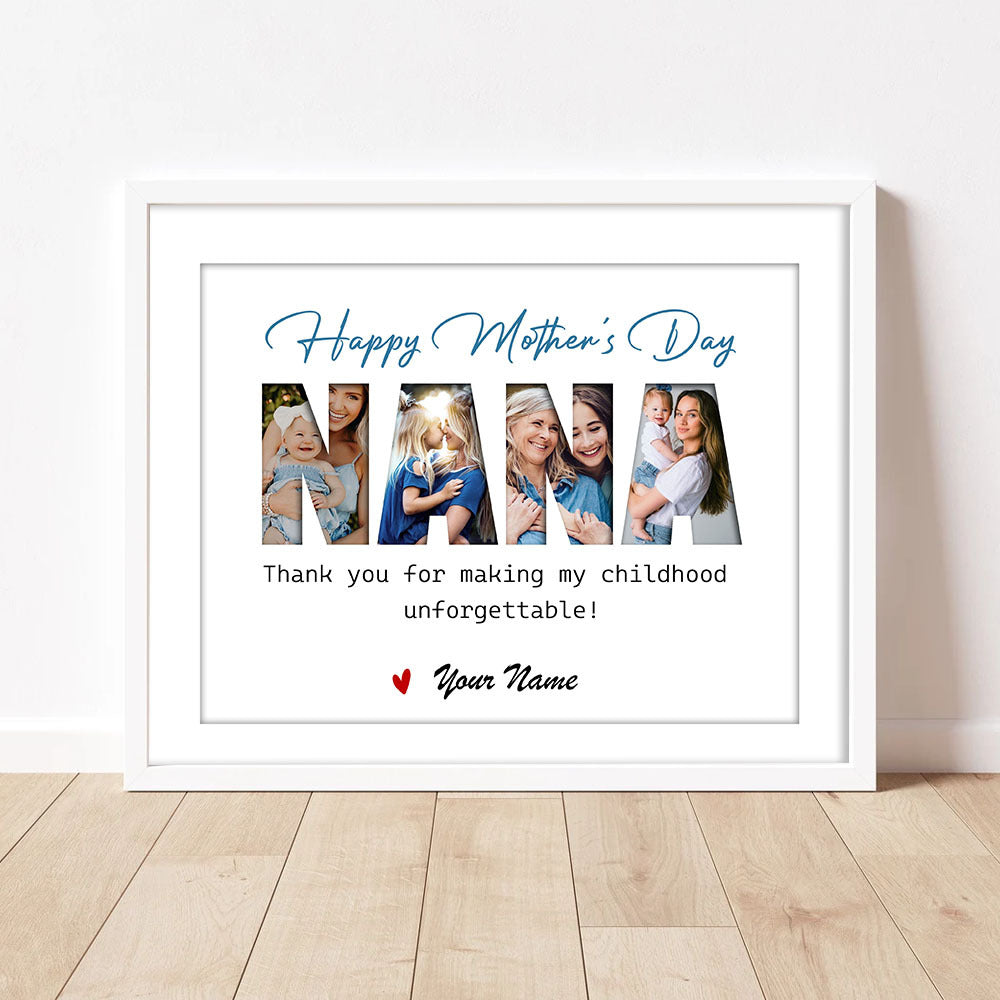 Custom Happy Mother's Day Grandma Photo Collage Picture Frame, Gift For Mom/Grandma AA