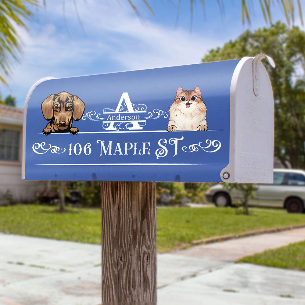Custom Family Monogram Dog Cat Mailbox Cover, Pet Lover Gift AF