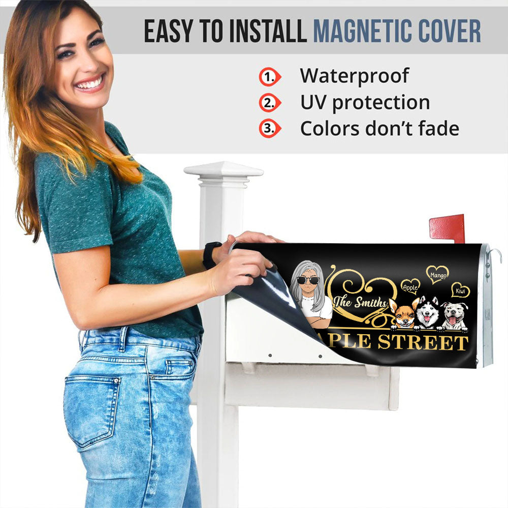 Personalized Husband And Wife Dog House Address Magnetic Mailbox Cover AF