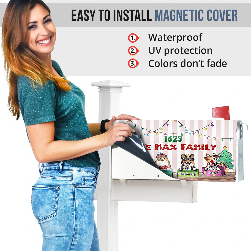 Custom Naughty Cats And Dogs Christmas Mailbox Cover, Christmas Gift AF