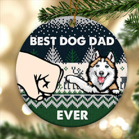 Thumbnail for Personalized Best Dog Dad Ever Christmas Ceramic Ornament, Personalized Decorative Ornament AE