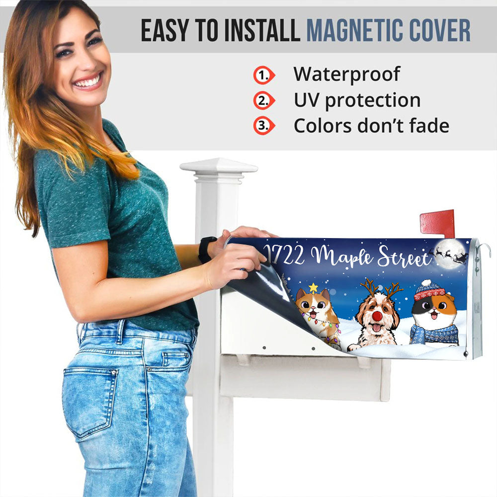 The Night Sky Of Christmas Dog Cat Mailbox Cover, Winter Mailbox AF