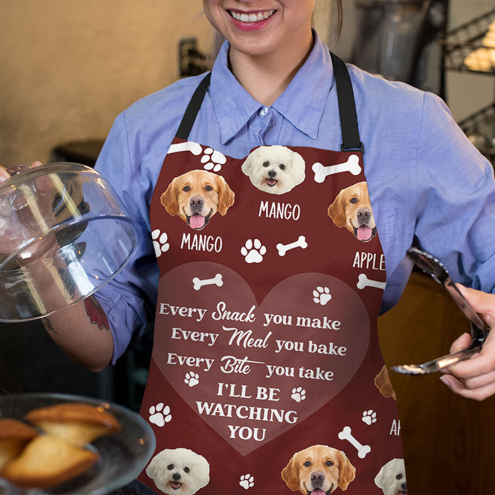 Personalized I'll Be Watching You Dog Cat Face Apron, Gift For Cooking Lover AI