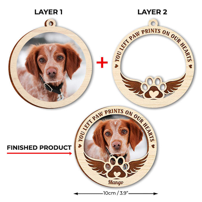 You Left Paw Prints Pet Photo Memorial Layered Wood Ornament AE