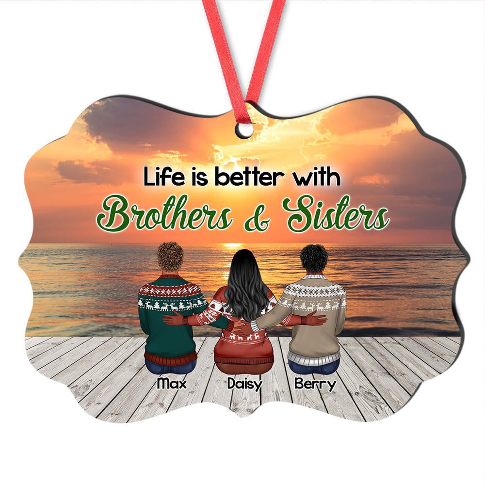 Personalized Family Members Brother Sister MDF Ornament AE