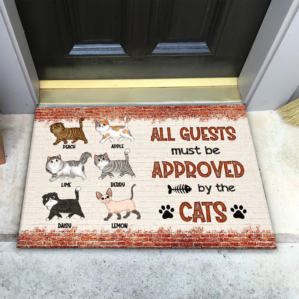 Personalized All Guests Be Approved By Cats House Doormat, Decor Gift For Cat Lover AB