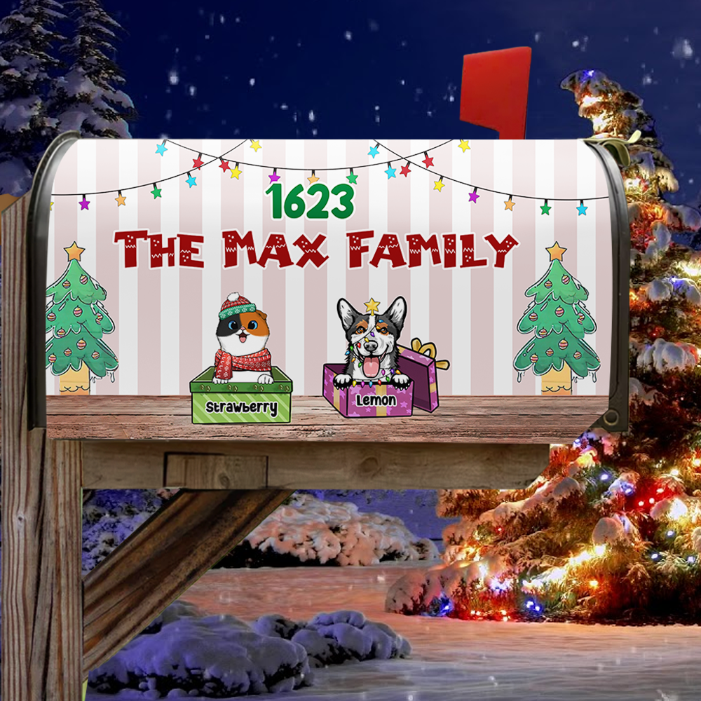 Custom Naughty Cats And Dogs Christmas Mailbox Cover, Christmas Gift AF