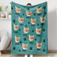 Thumbnail for Custom Pet Photo & Paws Fleece Blanket, Pet Lover Gift AB