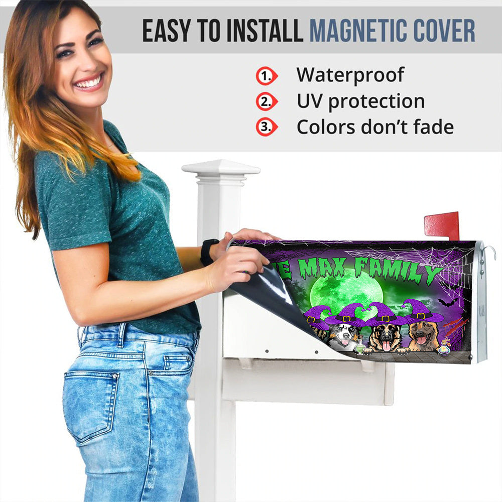 Scary Night With Dog Halloween Mailbox Cover , Dog lover Gift AF