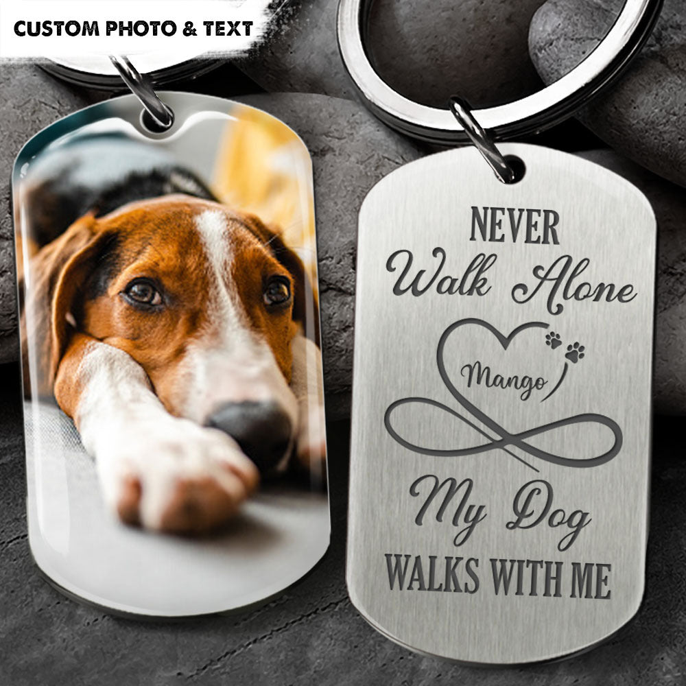 Never Walk Alone Pet Memorial Metal Keychain, Pet Loss Gift AA