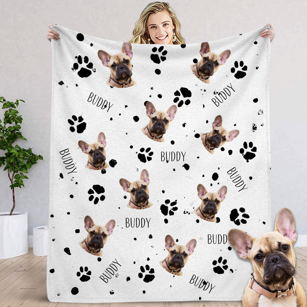 Custom Pet Face Photo Blanket, Custom Colors & 3 Pets AB