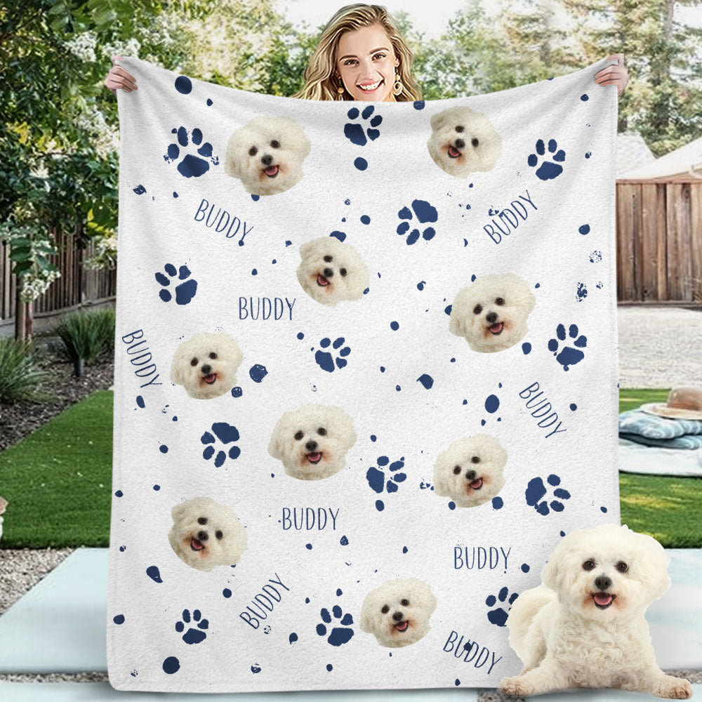 Custom Pet Face Photo Blanket, Custom Colors & 3 Pets AB