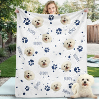 Thumbnail for Custom Pet Face Photo Blanket, Custom Colors & 3 Pets AB