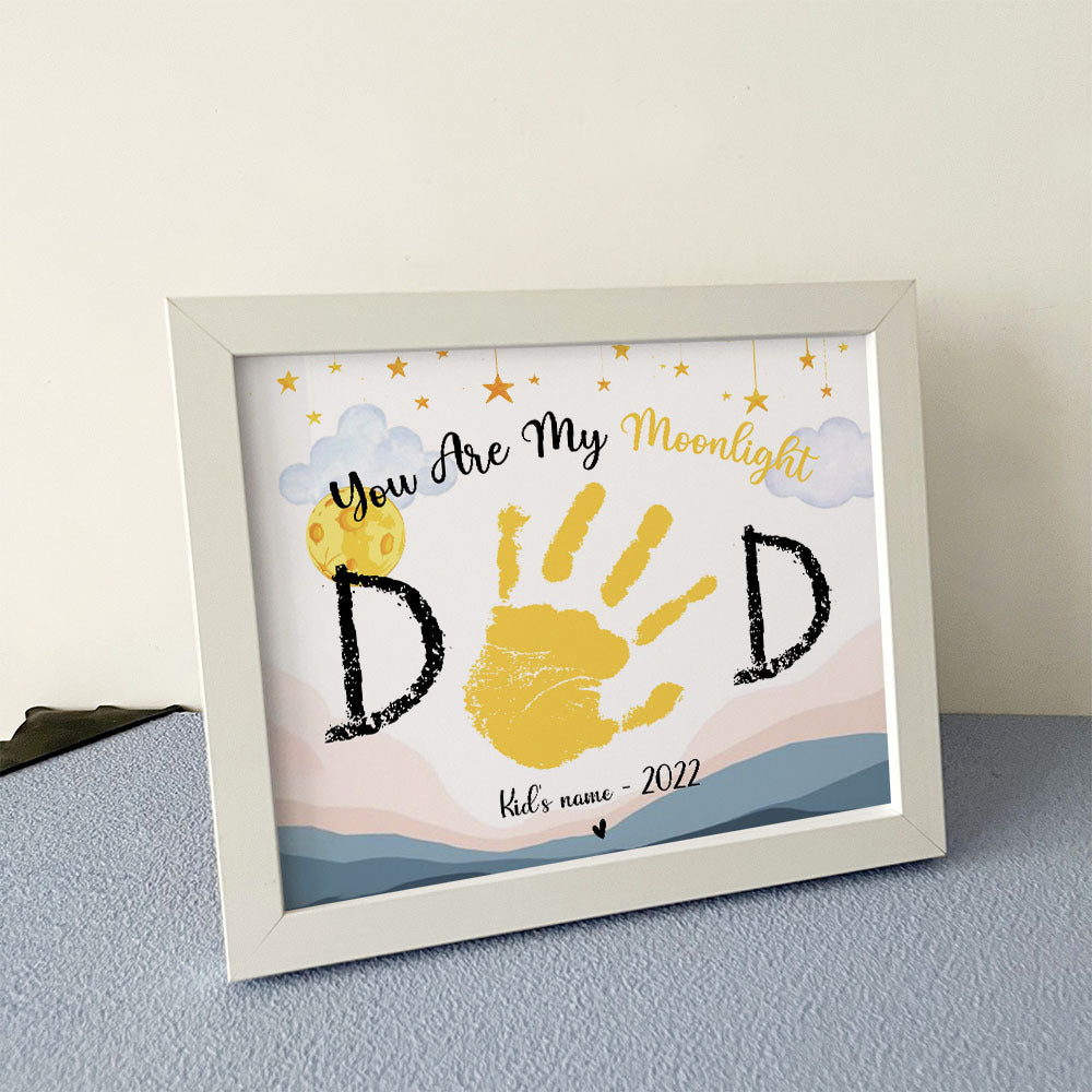 You Are My Moonlight Dad Photo Frame, Kids Handprint Keepsake AA