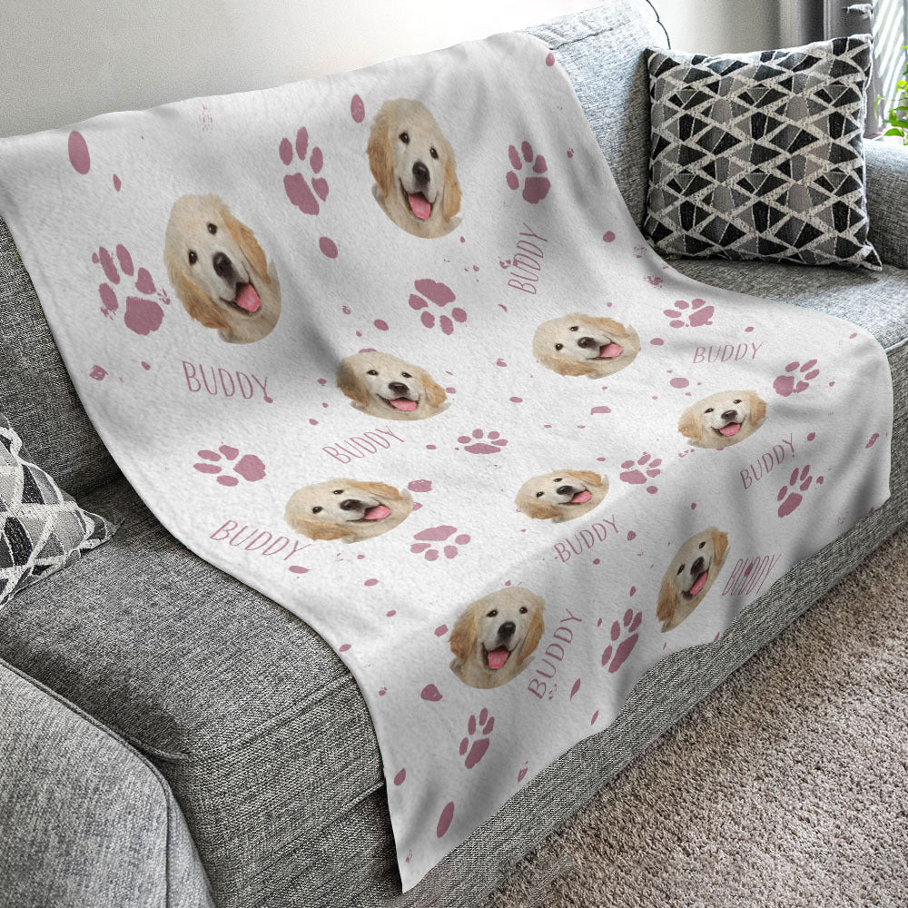 Custom Pet Face Photo Blanket, Custom Colors & 3 Pets AB