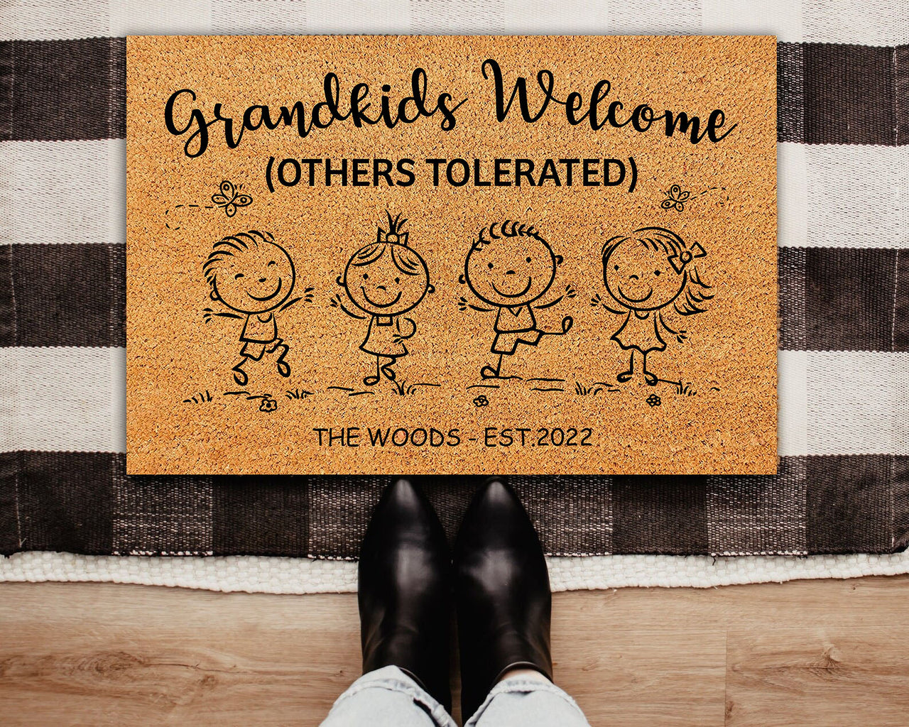Grandkids Welcome Others Tolerated Grandma Doormat AB
