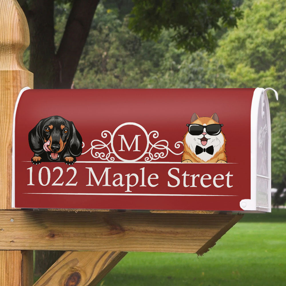 Custom Family Name House Address Magnetic Mailbox Cover, Pet Lover Gift AF
