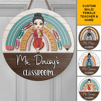 Thumbnail for Personalized Rainbown Teacher Wood Sign, DIY Gift For Back To School Z