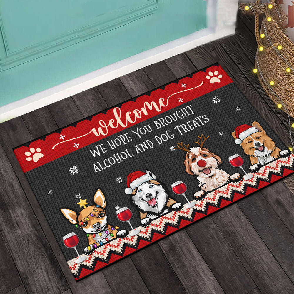 Personalized Hope You Brought Dog Treats Christmas Doormat House Decor AB