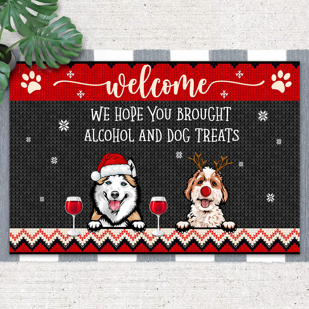 Personalized Hope You Brought Dog Treats Christmas Doormat House Decor AB