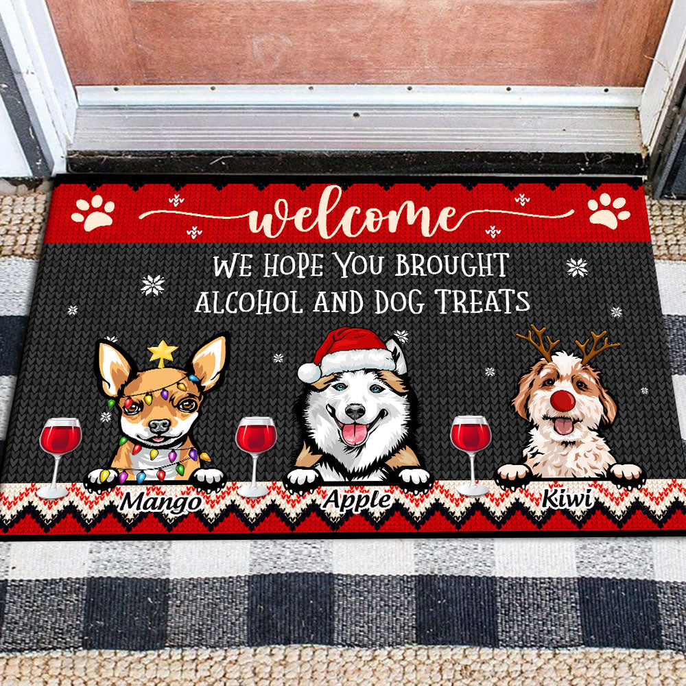 Personalized Hope You Brought Dog Treats Christmas Doormat House Decor AB