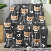 Thumbnail for Custom Pet Photo & Paws Fleece Blanket, Pet Lover Gift AB