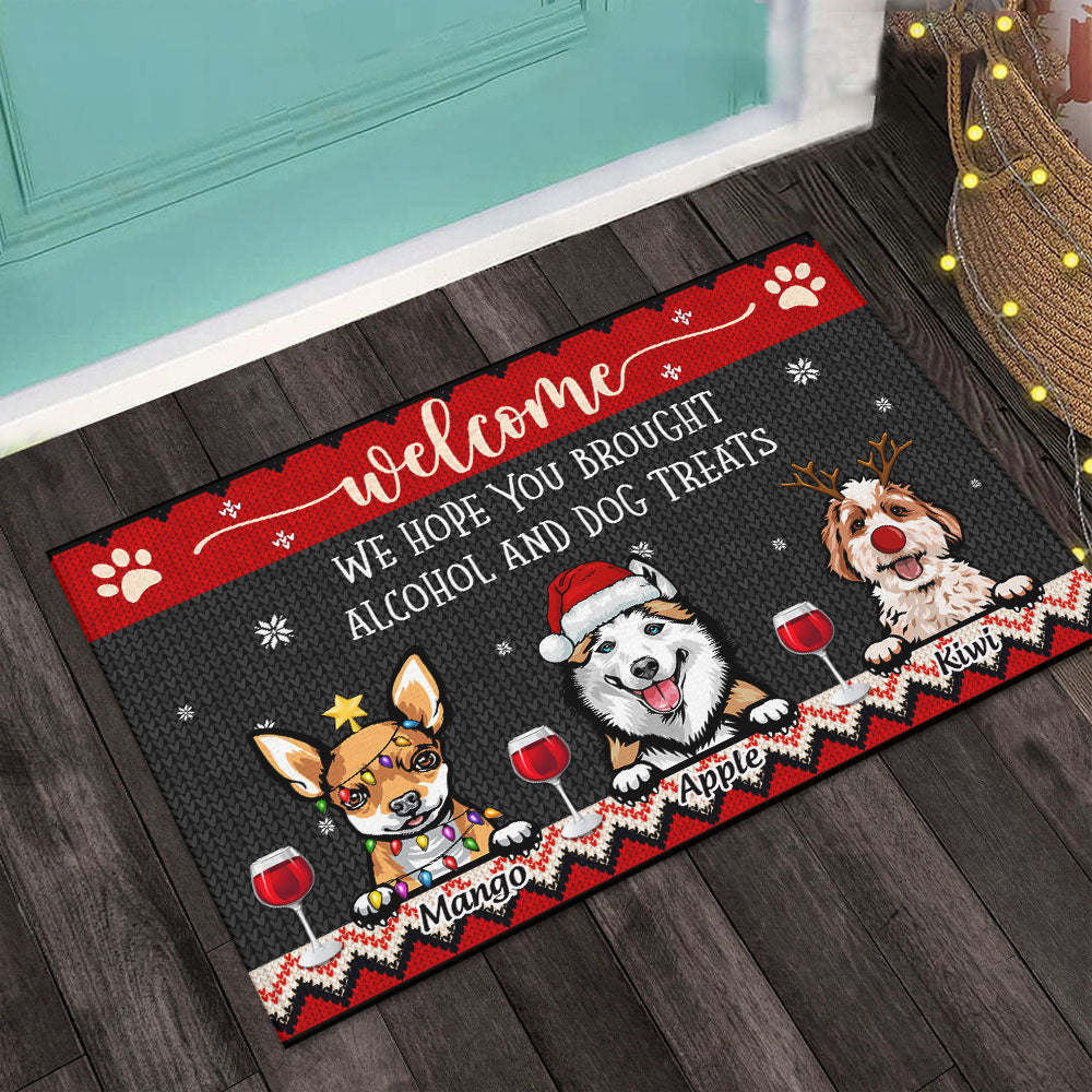 Personalized Hope You Brought Dog Treats Christmas Doormat House Decor AB
